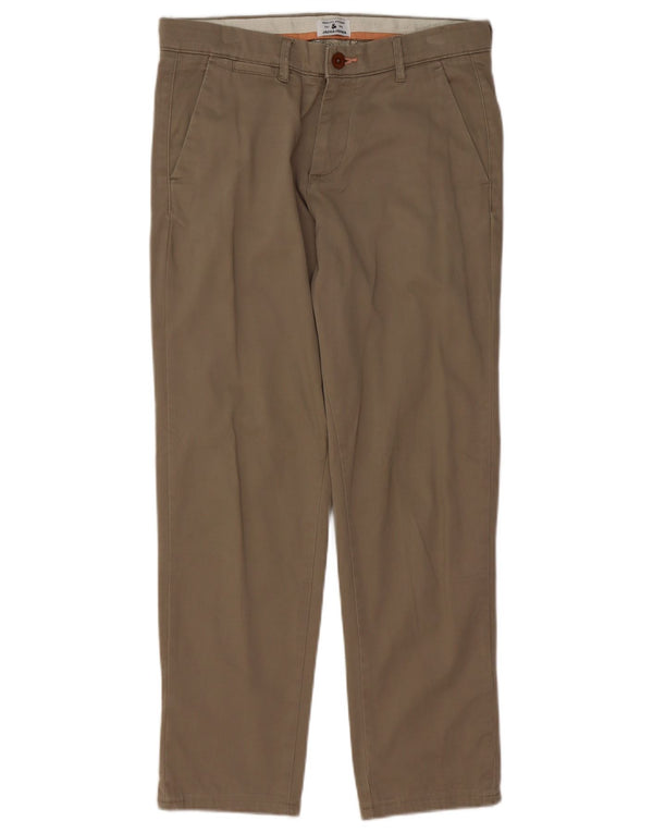 Jack & Jones Mens Straight Chino Trousers W30 L30 Beige Cotton