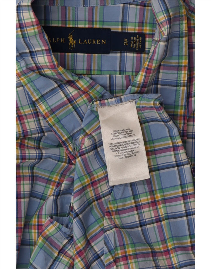 RALPH LAUREN Mens Shirt XL Blue Check Cotton