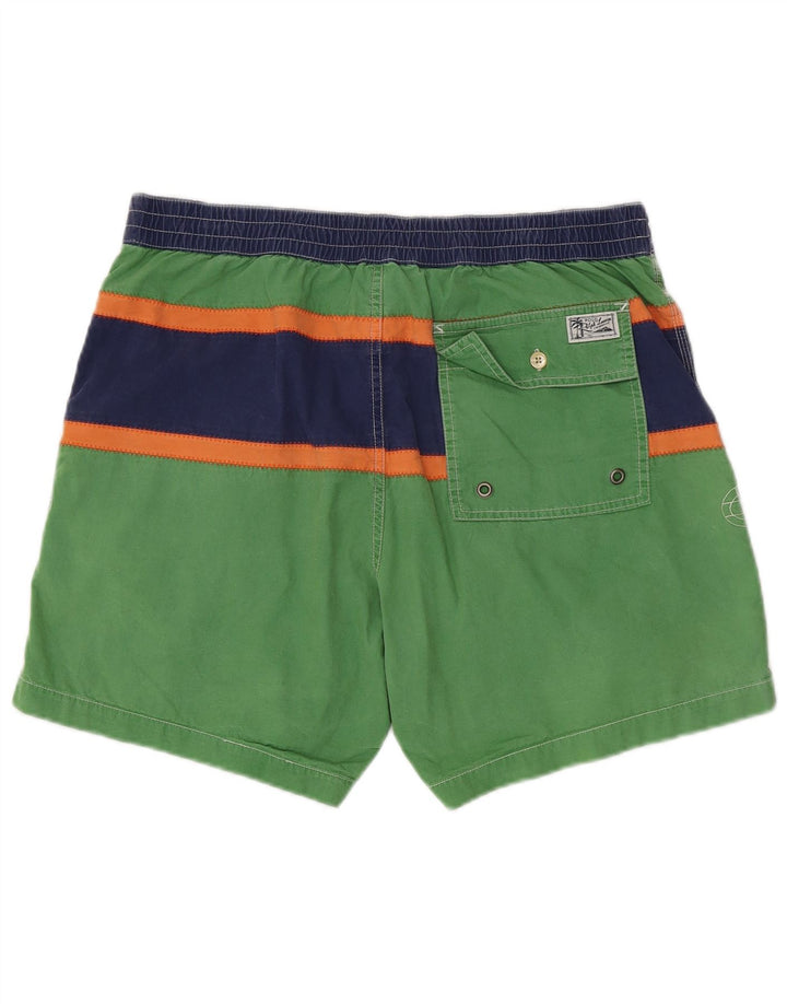 POLO RALPH LAUREN Mens Graphic Swimming Shorts Large Green Striped Cotton
