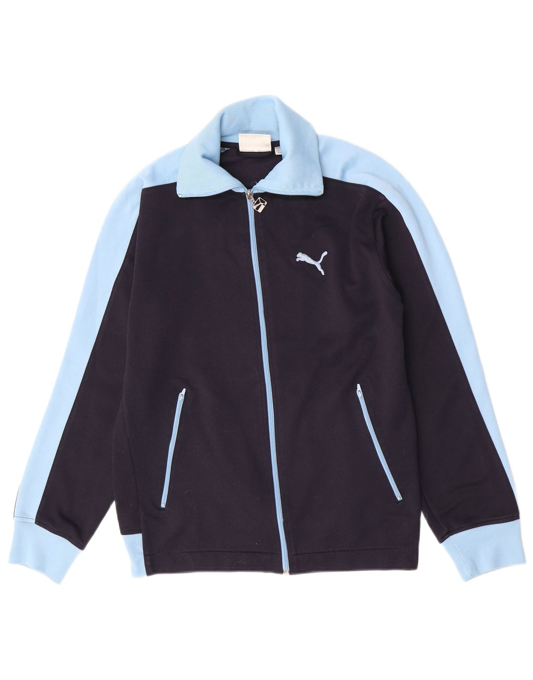 Puma Mens Tracksuit Top Jacket Medium Navy Blue Colourblock Polyester