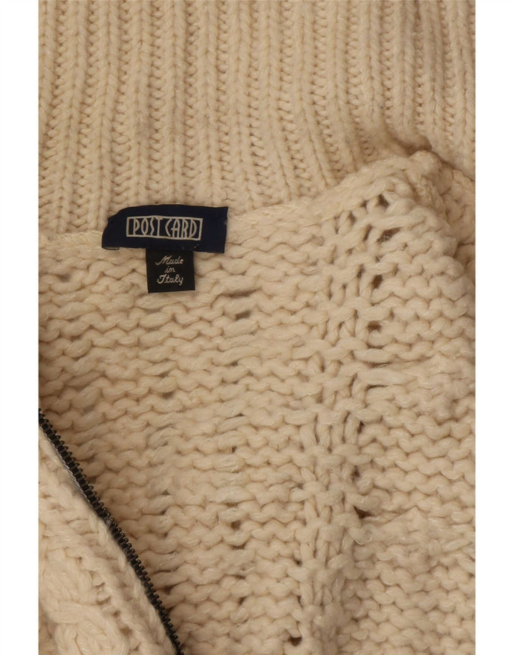 Post Card Mens Full Zip Cardigan Sweater Small Off White Wool