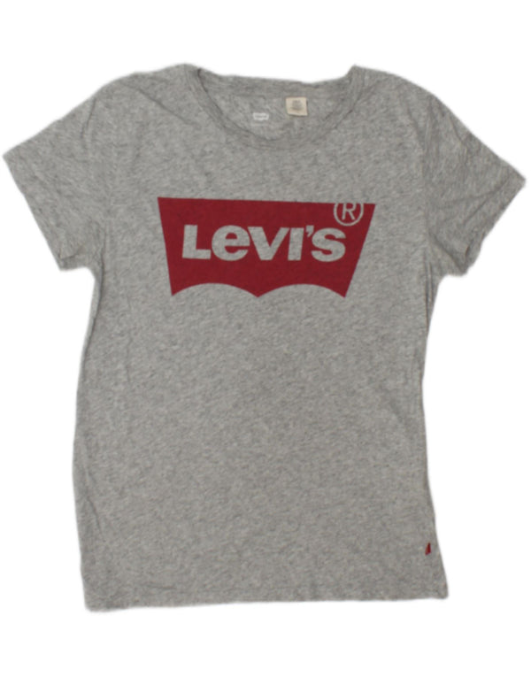Levi's Womens Graphic T-Shirt Top UK 14 Medium Grey Flecked Cotton