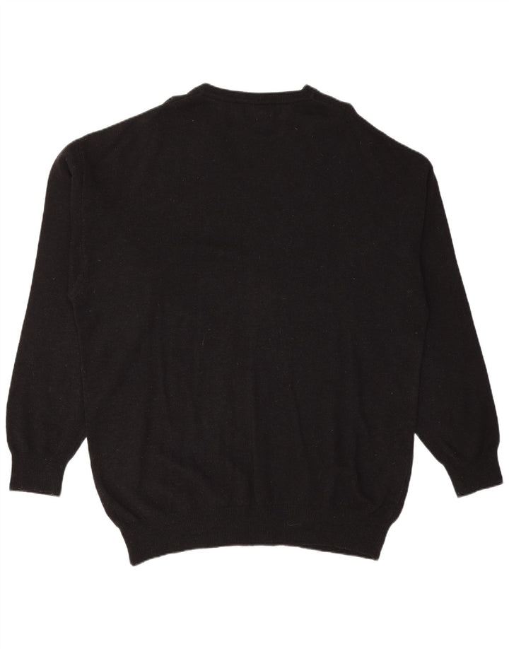 KAPPA Mens V-Neck Jumper Sweater XL Black Wool