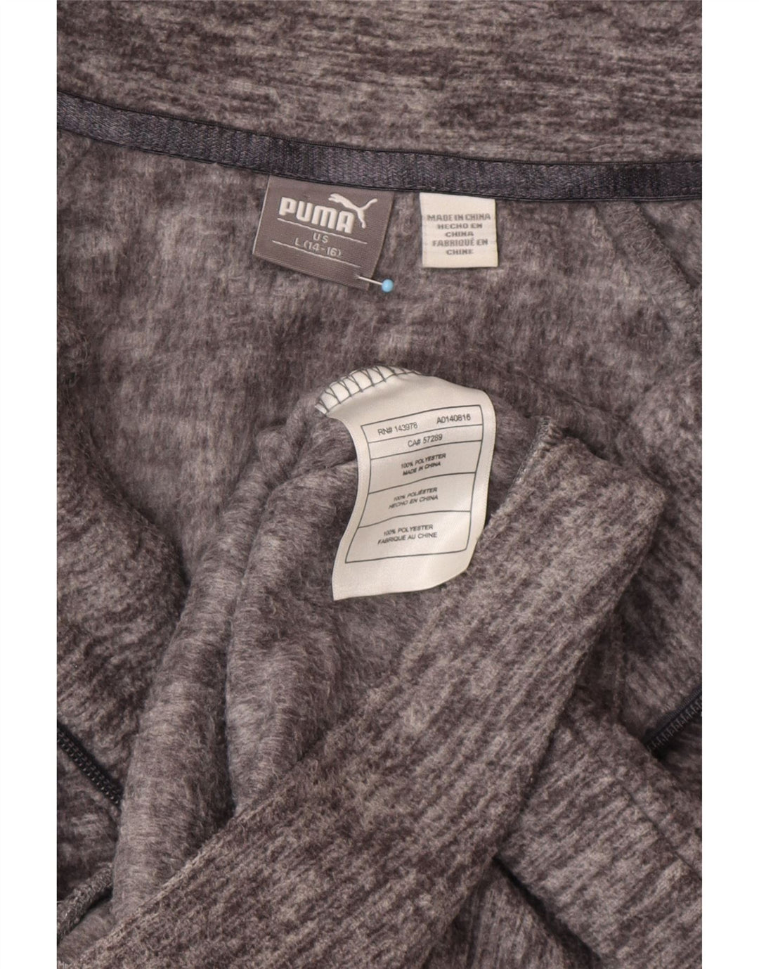 PUMA Boys Fleece Jacket 14-15 Years Large Grey Flecked Polyester