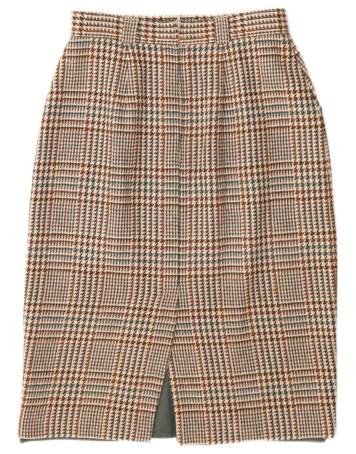 ST MICHAEL Womens Pencil Skirt UK 14 Large W28  Beige Houndstooth