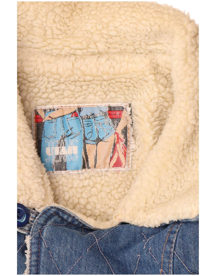 VINTAGE Mens Denim Sherpa Jacket UK 40 Large Blue Cotton Classic