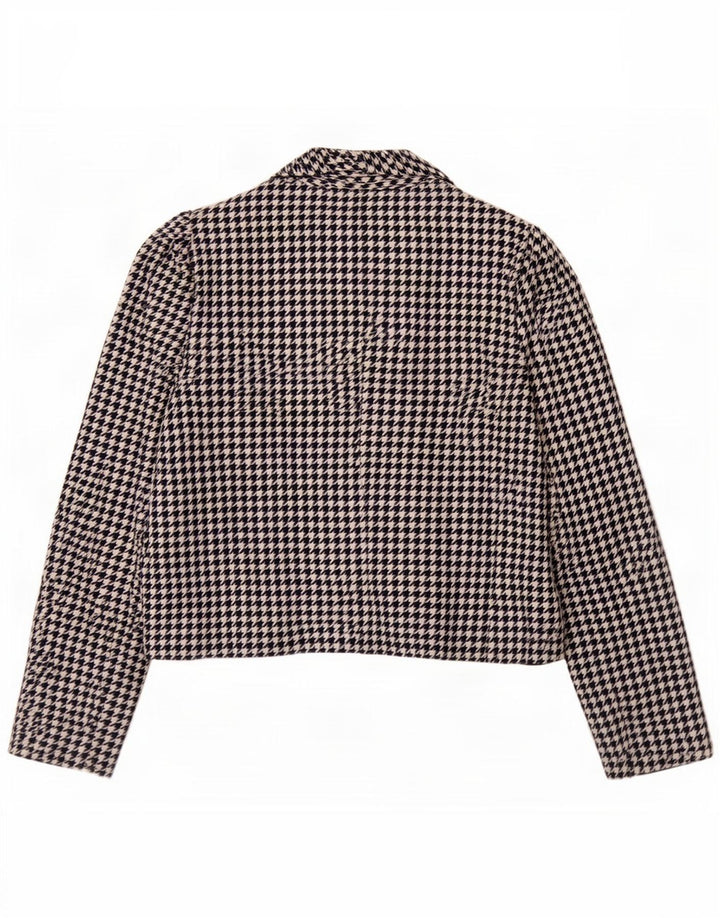 Mona Womens 2 Button Blazer Jacket UK 12 Medium Navy Blue Houndstooth