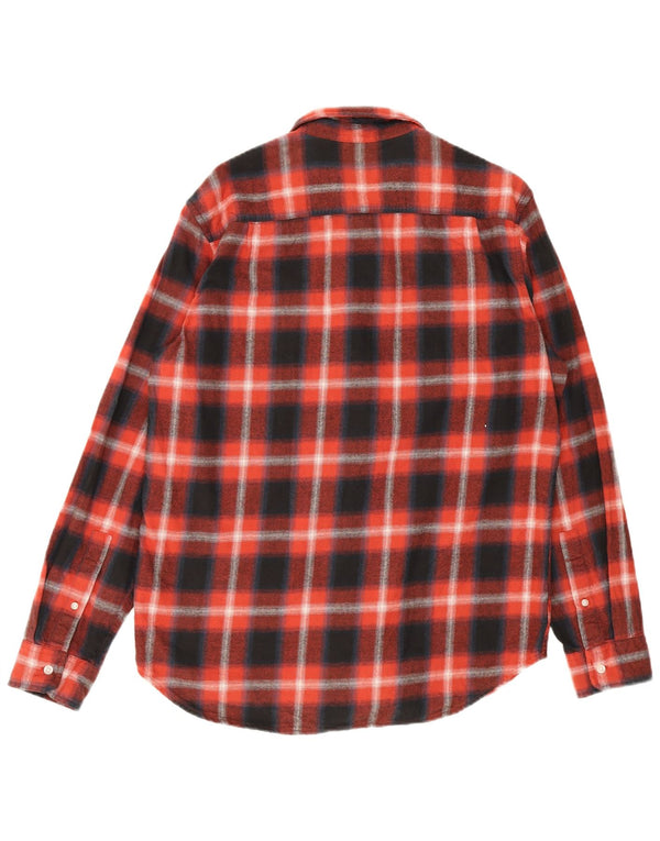 Timberland Mens Regular Fit Flannel Shirt Large Navy Blue Check Cotton