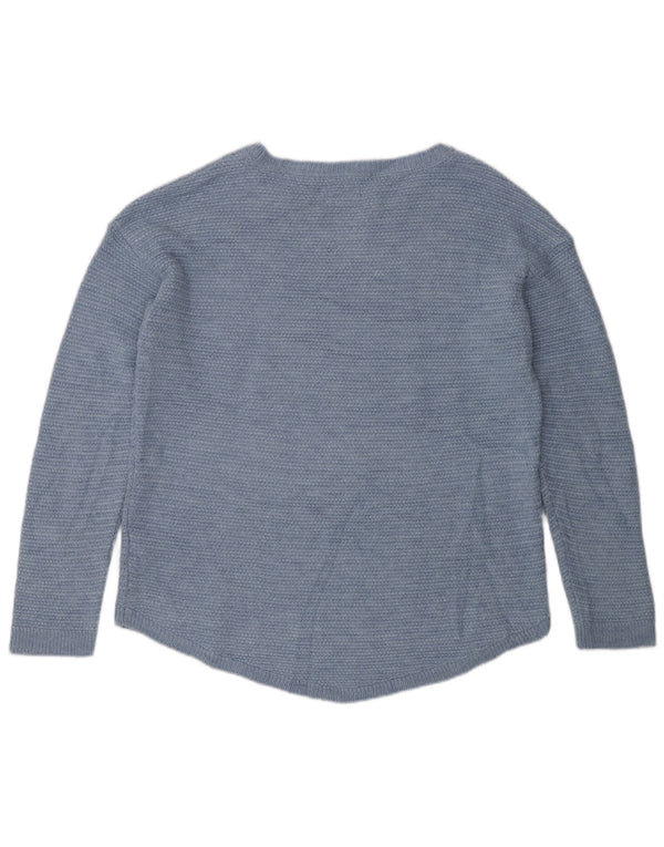 Fat Face Womens Boat Neck Jumper Sweater UK 12 Medium Blue Acrylic