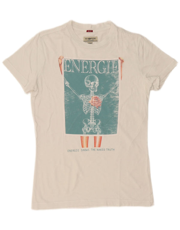 ENERGIE Mens Graphic T-Shirt Top Medium White