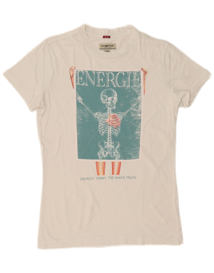 ENERGIE Mens Graphic T-Shirt Top Medium White