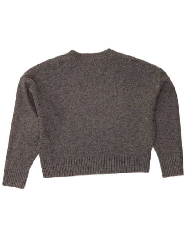 Zara Womens Crop Boat Neck Jumper Sweater UK 10 Small Grey Flecked