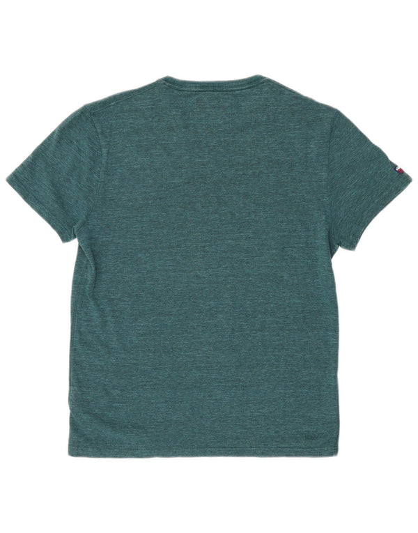 Superdry Mens Graphic T-Shirt Top XL Green Flecked Cotton