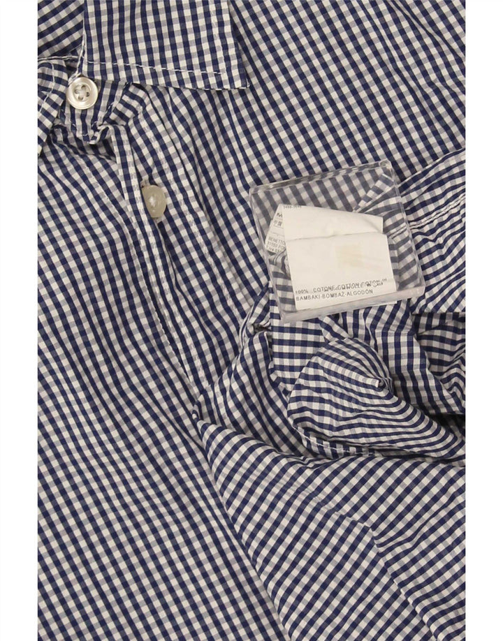 Benetton Mens Shirt Medium Blue Gingham Cotton