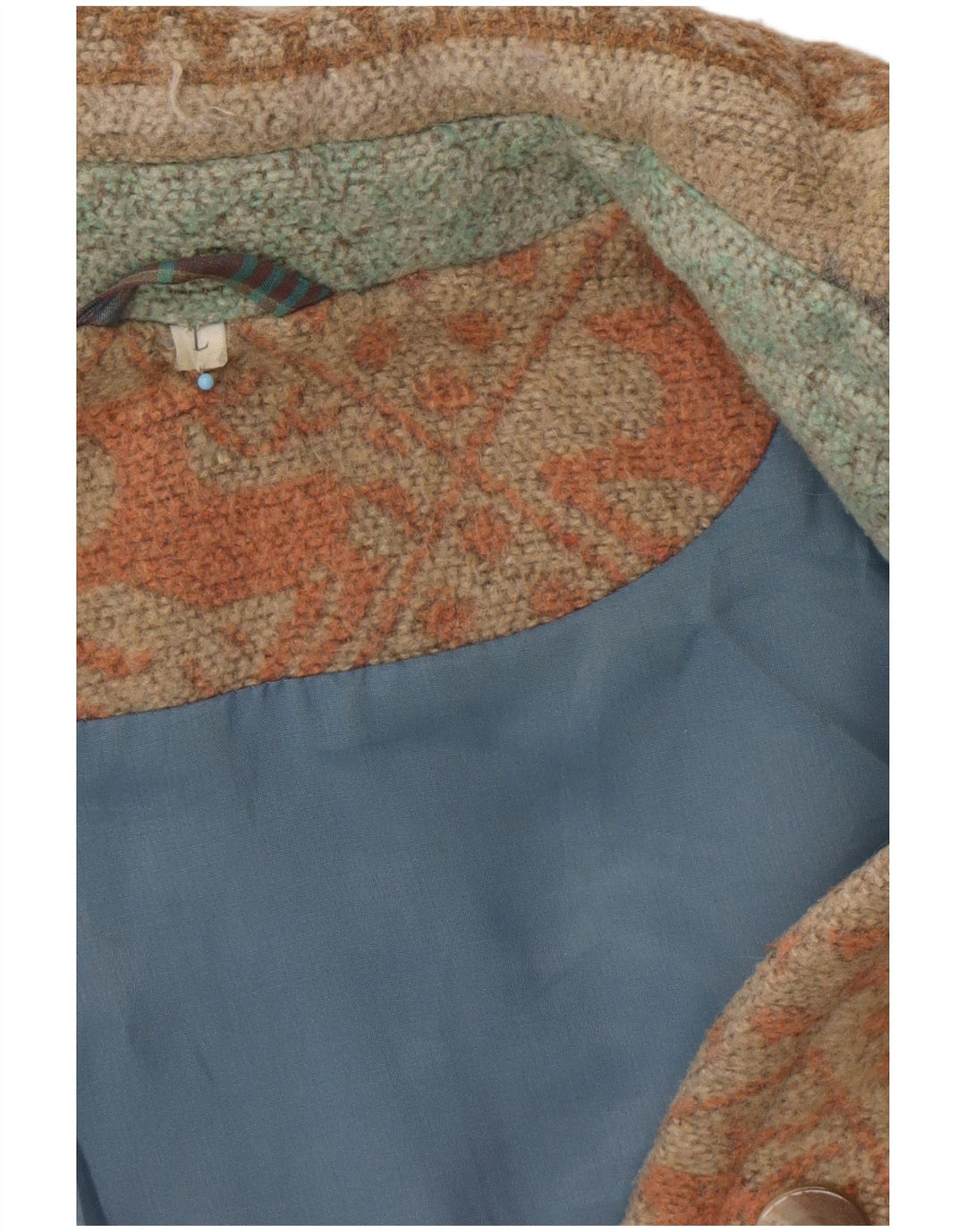 VINTAGE Womens Loose Fit Windbreaker Coat UK 16 Large Blue Fair Isle