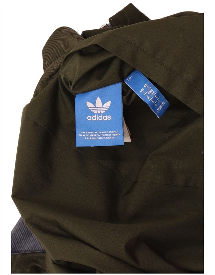 Adidas Mens Hooded Bomber Reversible Jacket UK 36 Small Khaki Polyester