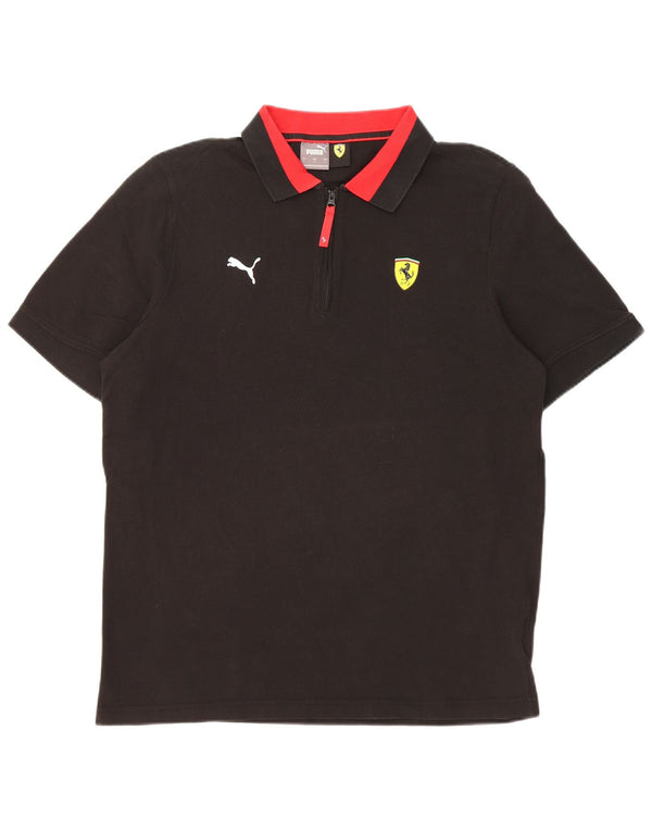 Puma Mens Ferrari Graphic Zip Neck Polo Shirt Large Black Cotton