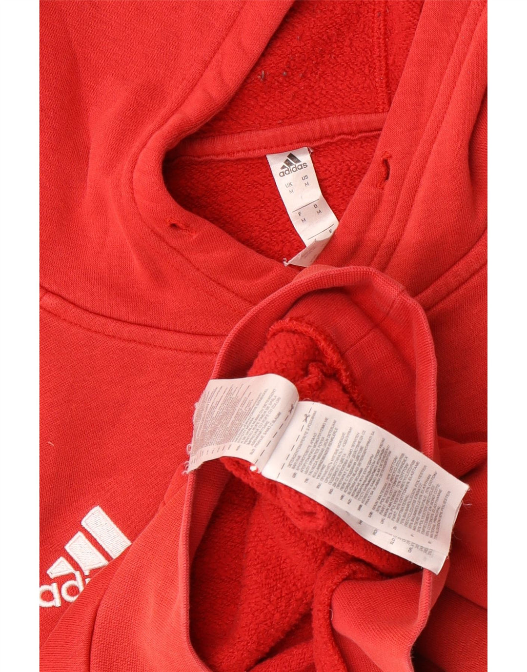 Adidas Mens Hoodie Jumper Medium Red Cotton