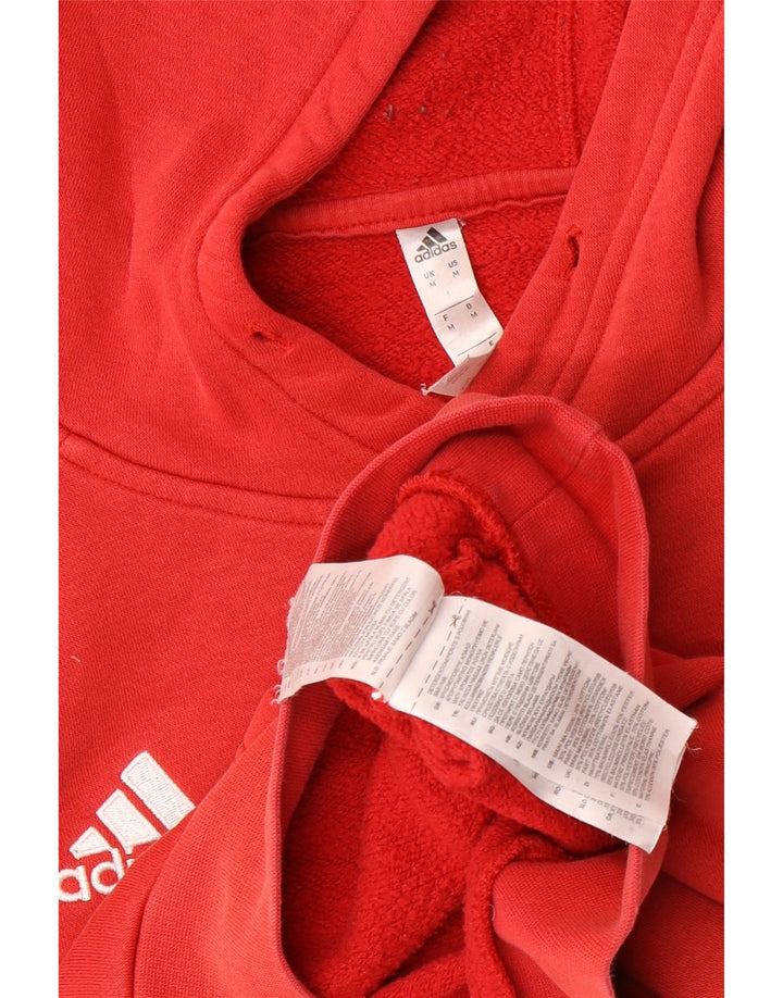 Adidas Mens Hoodie Jumper Medium Red Cotton