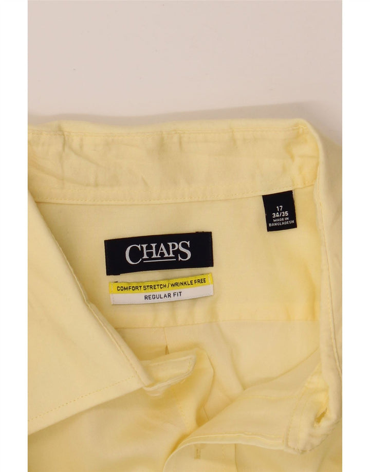 CHAPS Mens Regular Fit Shirt Size 17 XL Yellow Vintage Chaps and Second-Hand Chaps from Messina Hembry 
