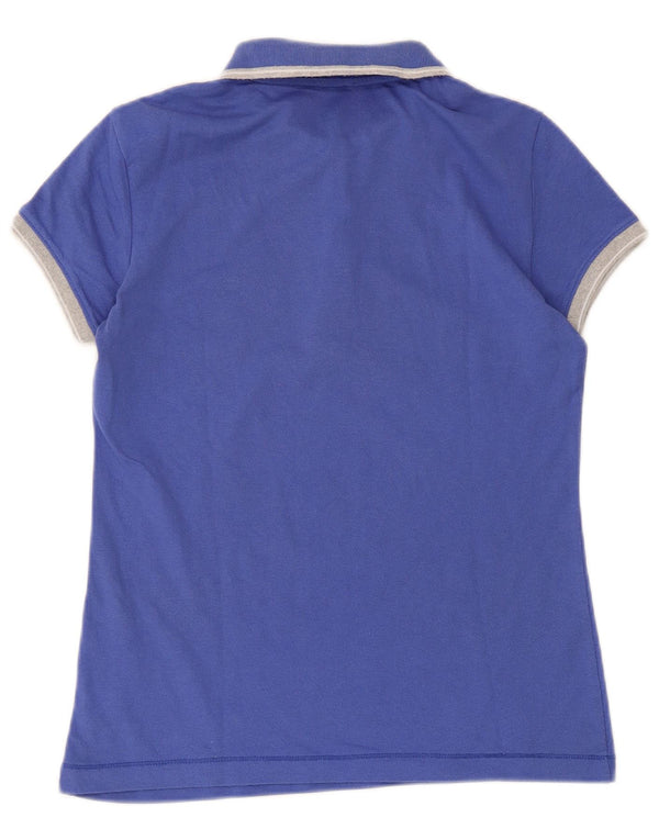 Champion Womens Heritage Fit Polo Shirt UK 12 Medium Blue Colourblock
