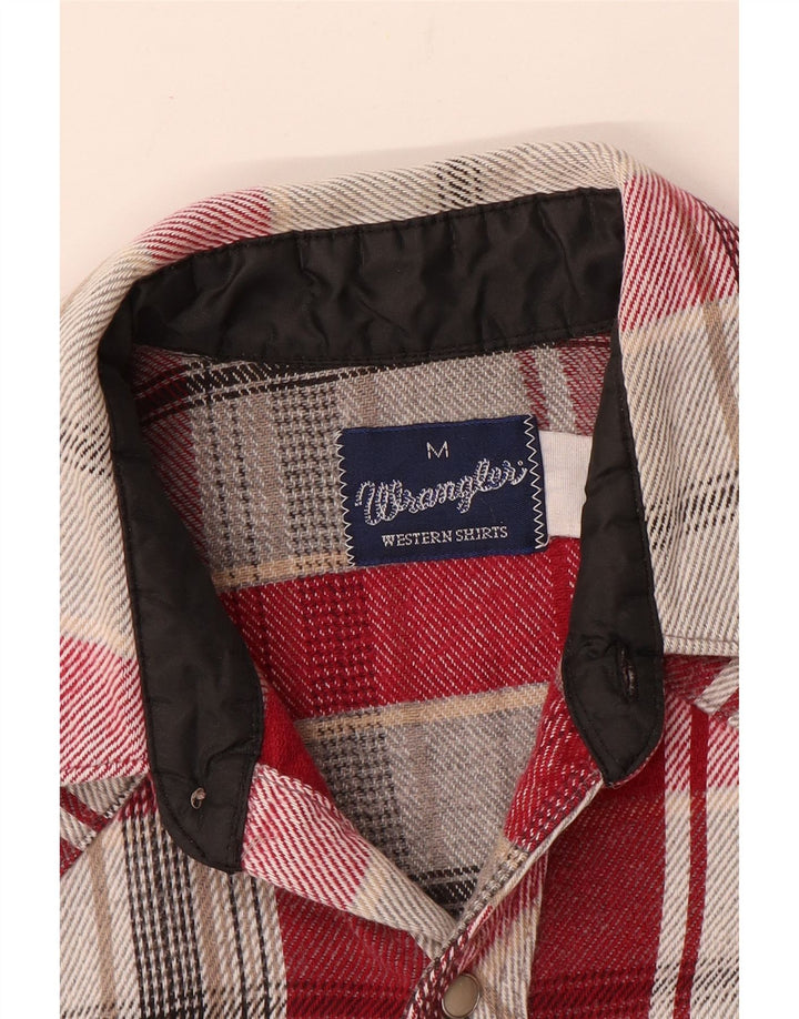Wrangler Mens Flannel Shirt Medium Red Check