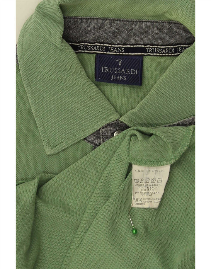 Trussardi Jeans Mens Polo Shirt Medium Green Cotton