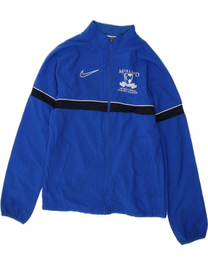 NIKE Boys Dri Fit Graphic Tracksuit Top Jacket 10-11 Years Medium Blue Vintage Nike and Second-Hand Nike from Messina Hembry 