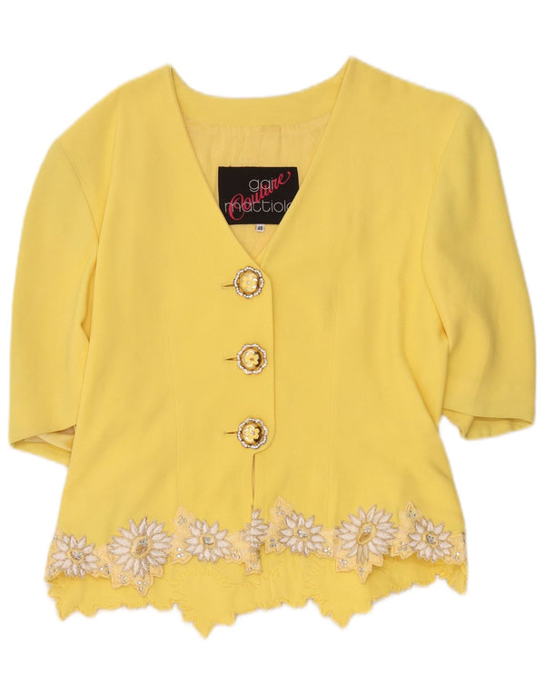 Gai Mattiolo Womens 1/2 Sleeve Cardigan Top IT 46 Large Yellow Designer