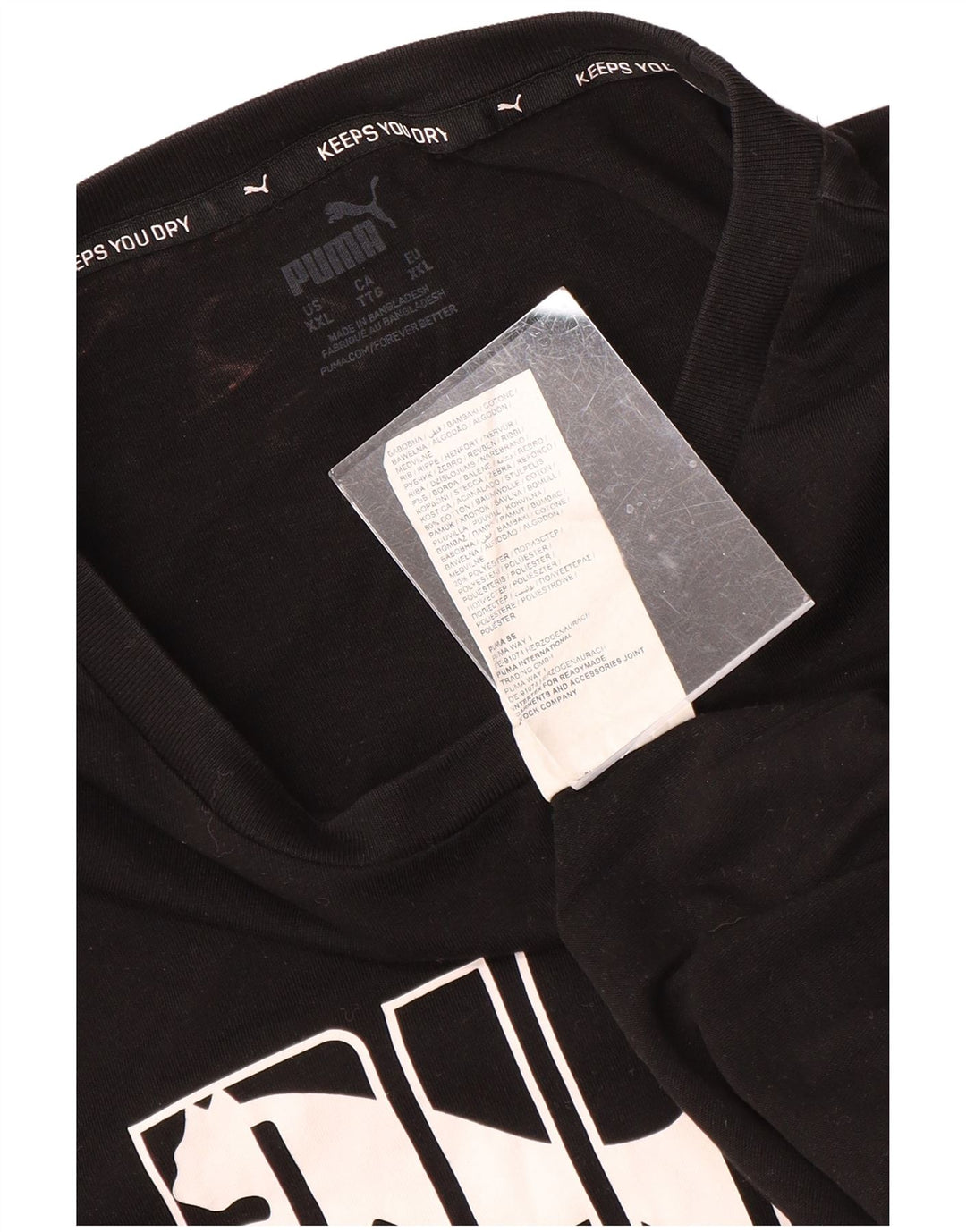 PUMA Mens Graphic T-Shirt Top 2XL Black Cotton