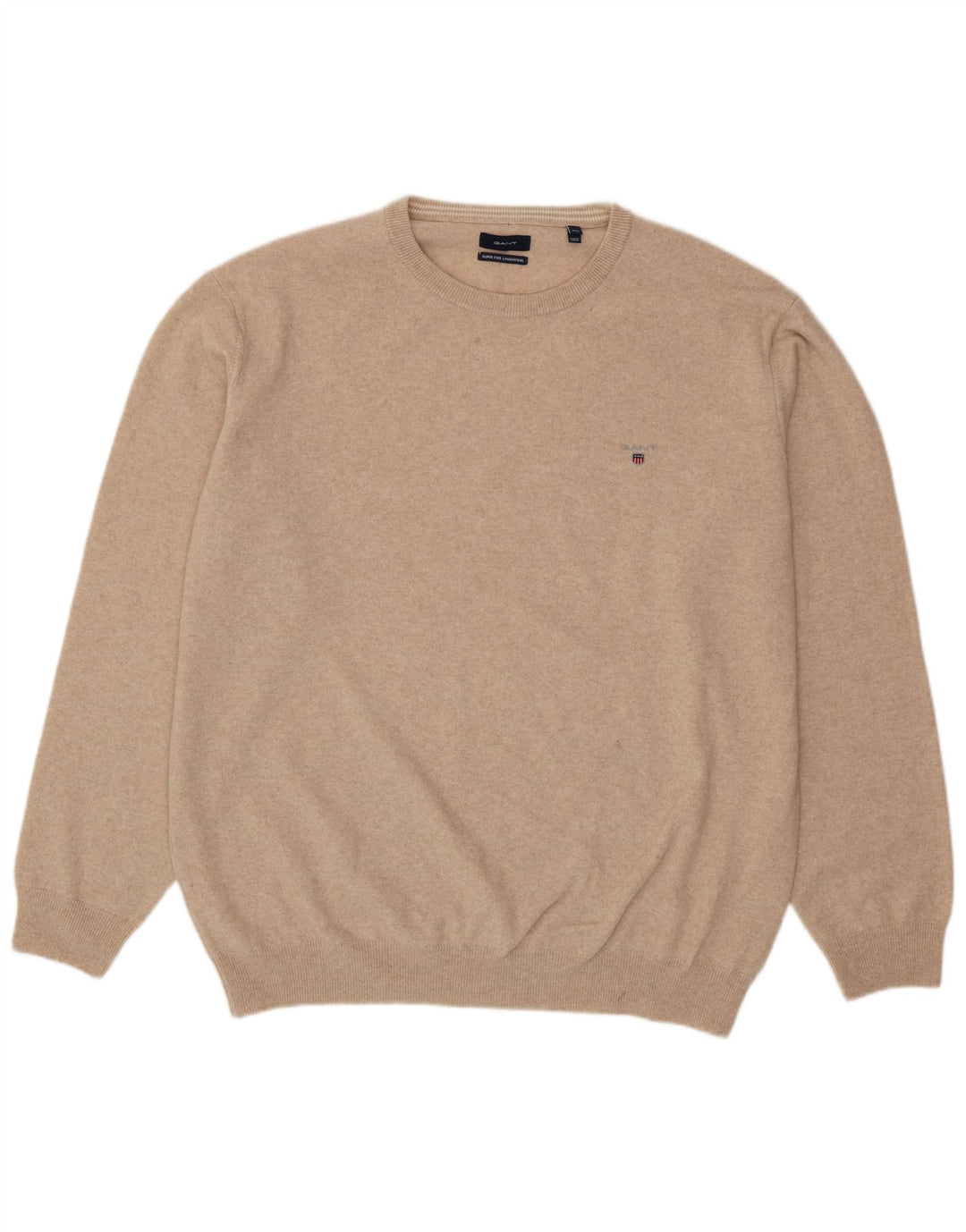 GANT Mens Crew Neck Jumper Sweater 4XL Beige Wool