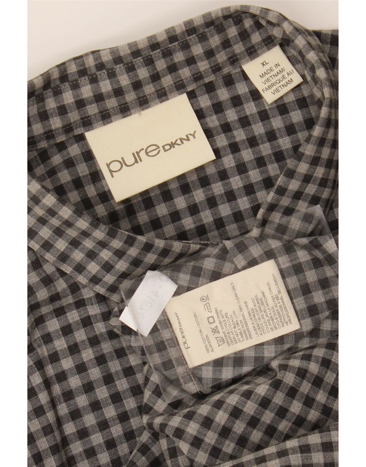 DKNY Mens Flannel Shirt XL Grey Gingham Cotton Vintage Dkny and Second-Hand Dkny from Messina Hembry 