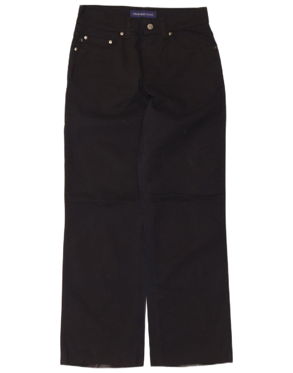 Trussardi Womens Straight Casual Trousers IT 44 Medium W28 L28 Black Cotton