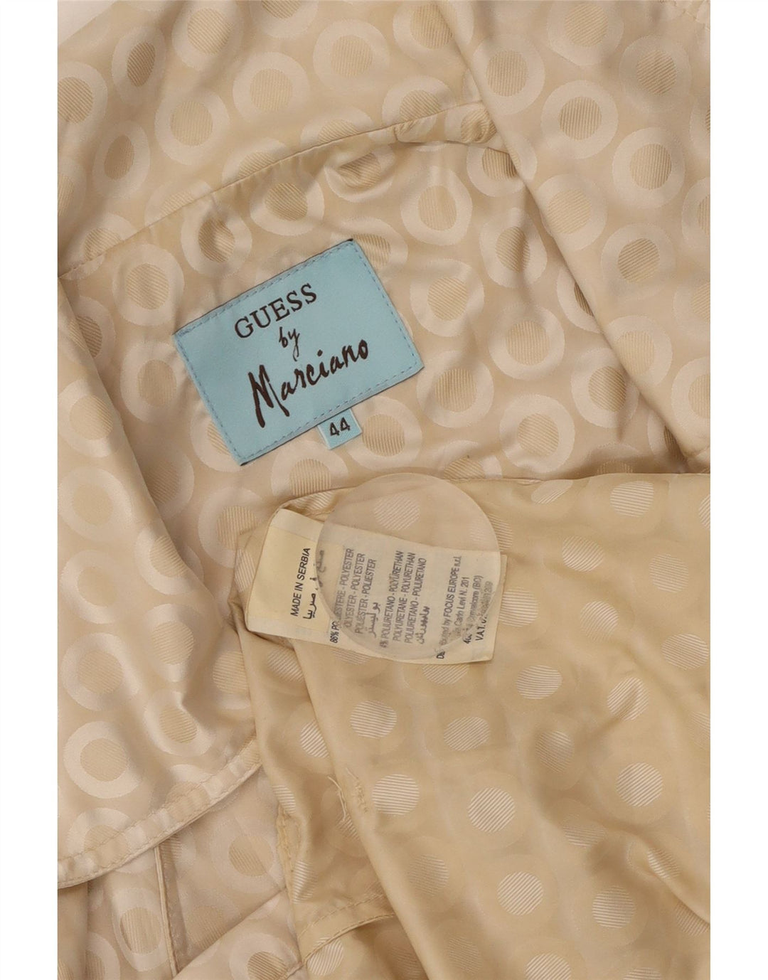 Guess By Marciano Womens Pea Coat IT 44 Medium Beige Geometric Polyester