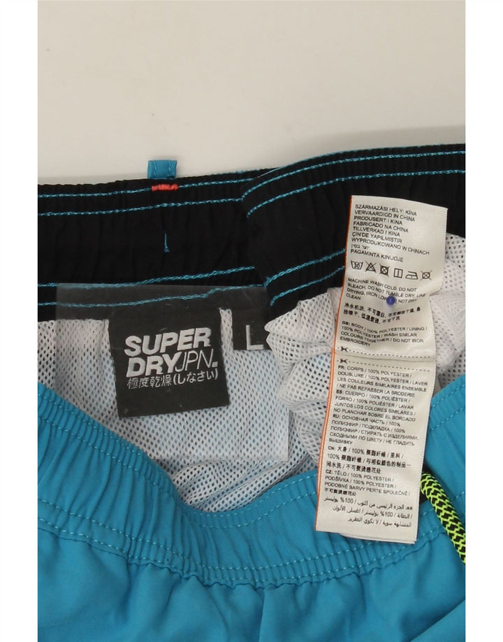 SUPERDRY Mens Swimming Shorts Large  Blue Polyester