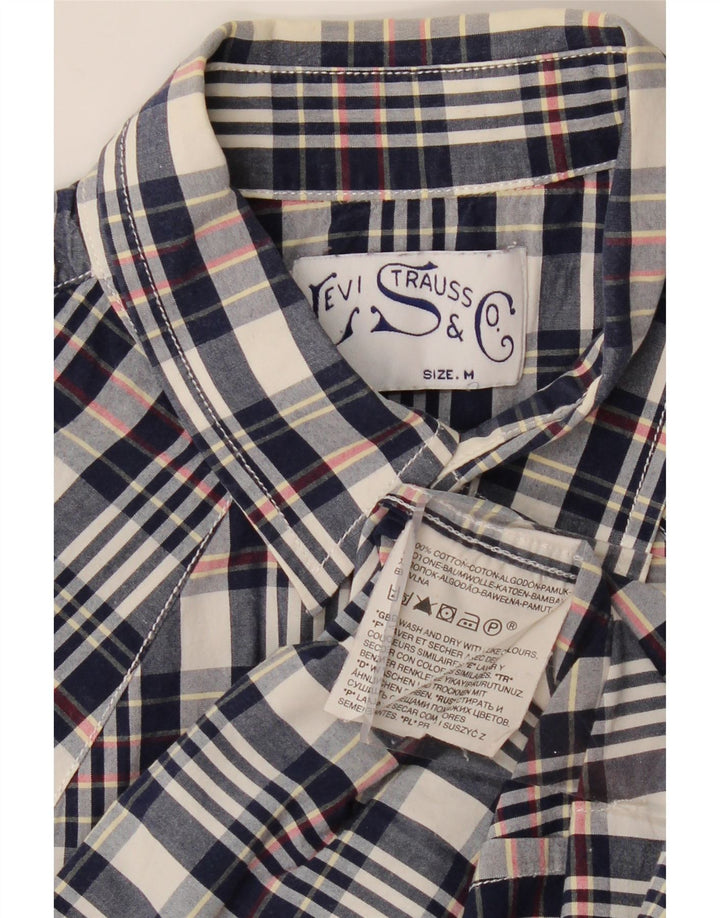 LEVI'S Mens Shirt Medium Navy Blue Check Cotton