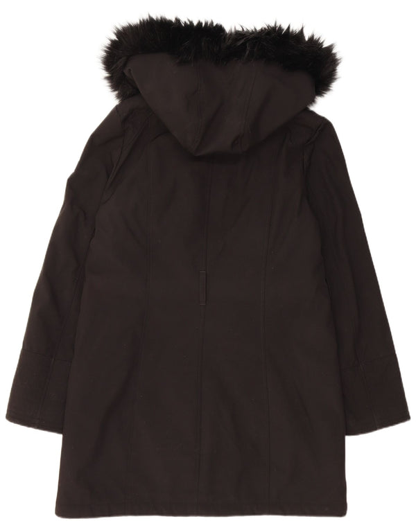 Dkny Womens Hooded Parka Jacket UK 10 Small Black Polyester