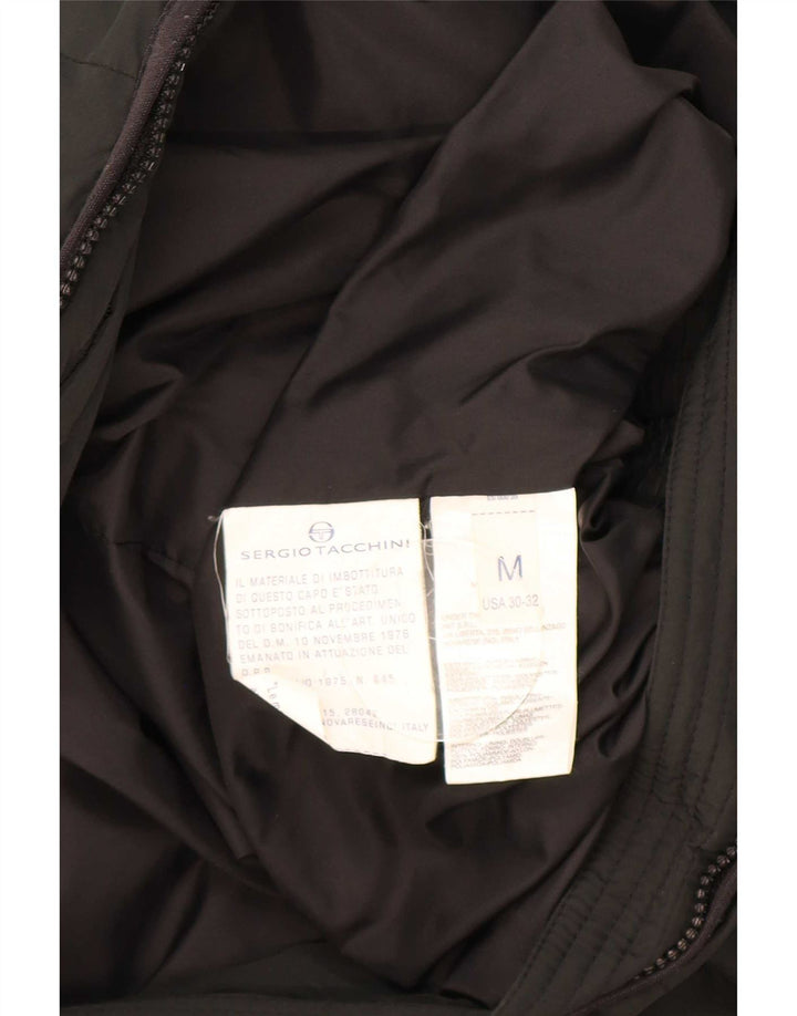 Sergio Tacchini Mens Graphic Padded Jacket UK 38 Medium Black Polyester