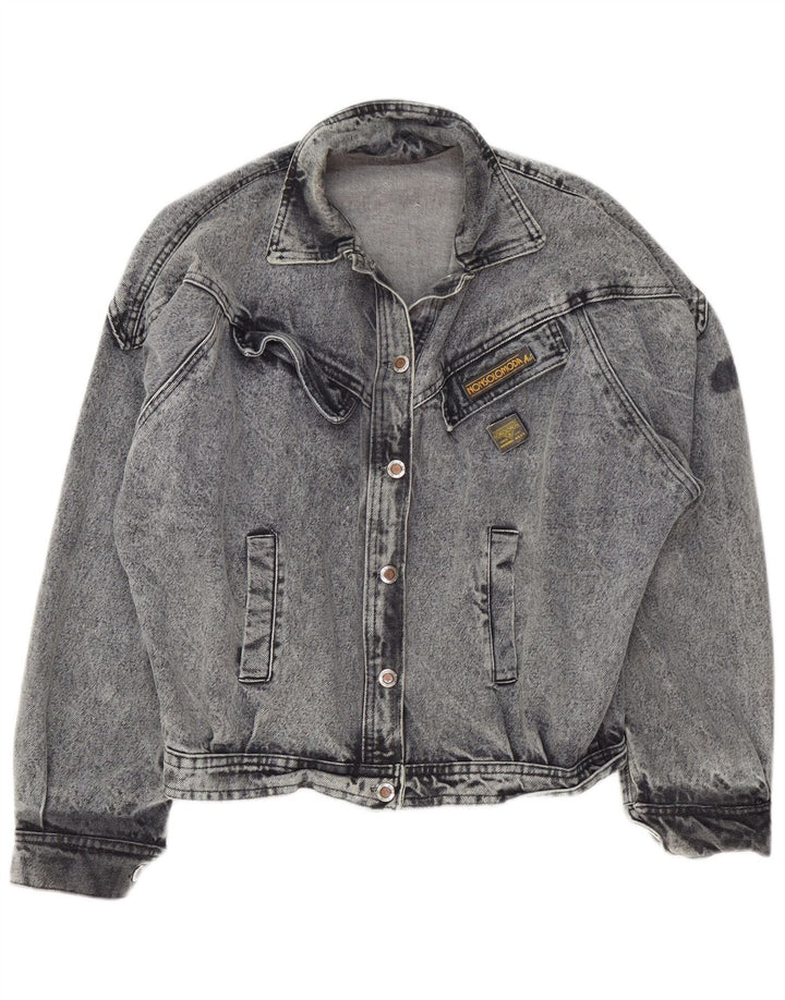 VINTAGE Womens Oversized Denim Jacket UK 16 Large Grey