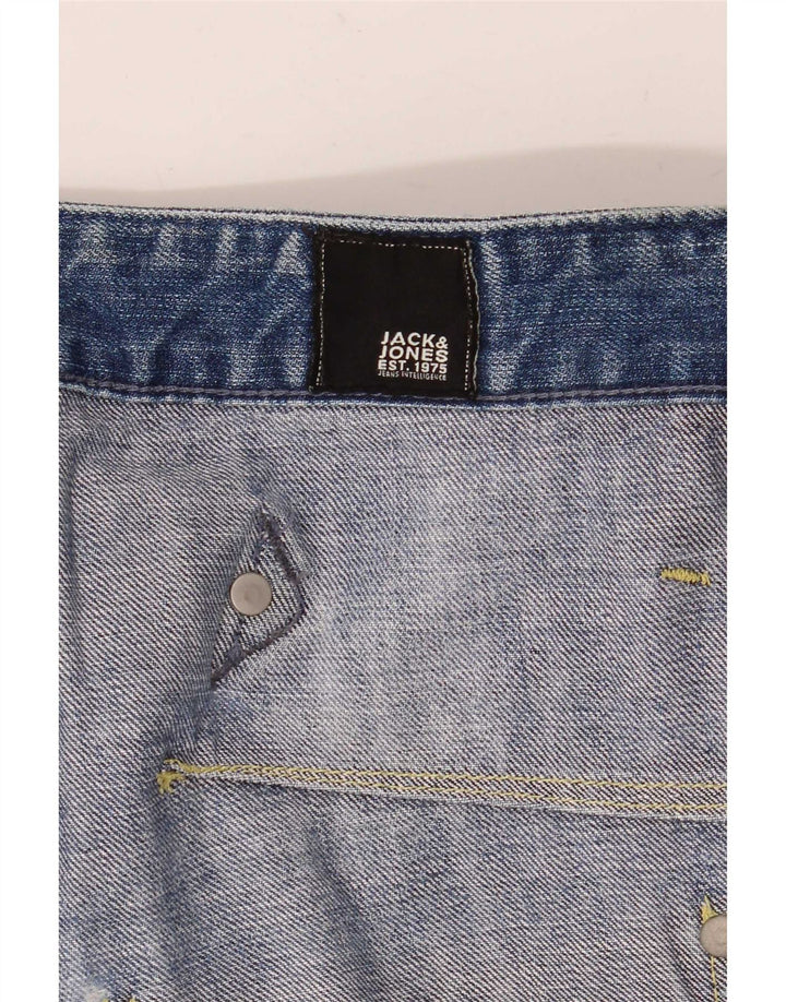 Jack & Jones Mens Cargo Distressed Cropped Jeans W30 L25 Blue
