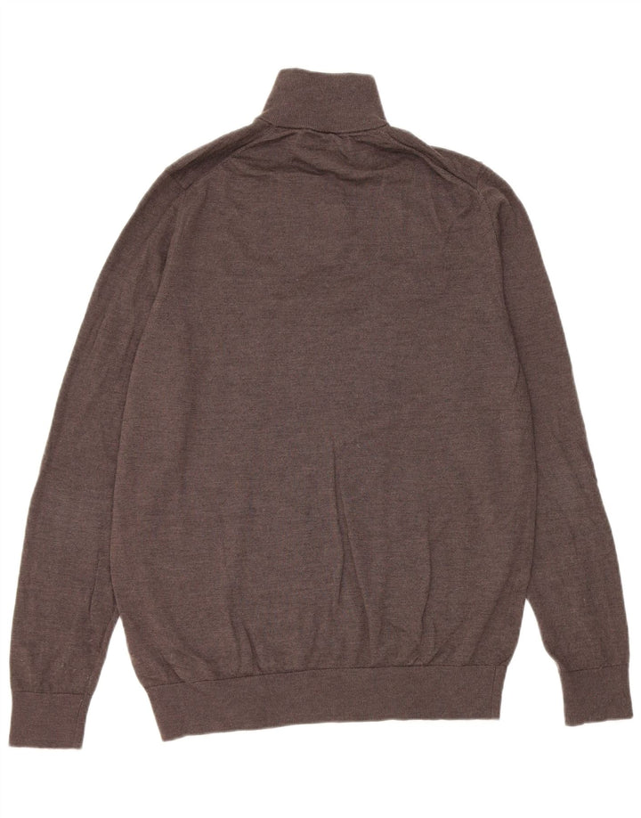 Marks & Spencer Mens Autograph Zip Neck Jumper Sweater Large Brown