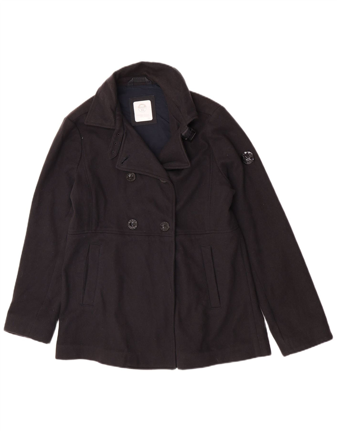 North Sails Womens Pea Coat UK 14 Large Navy Blue Wool Classic