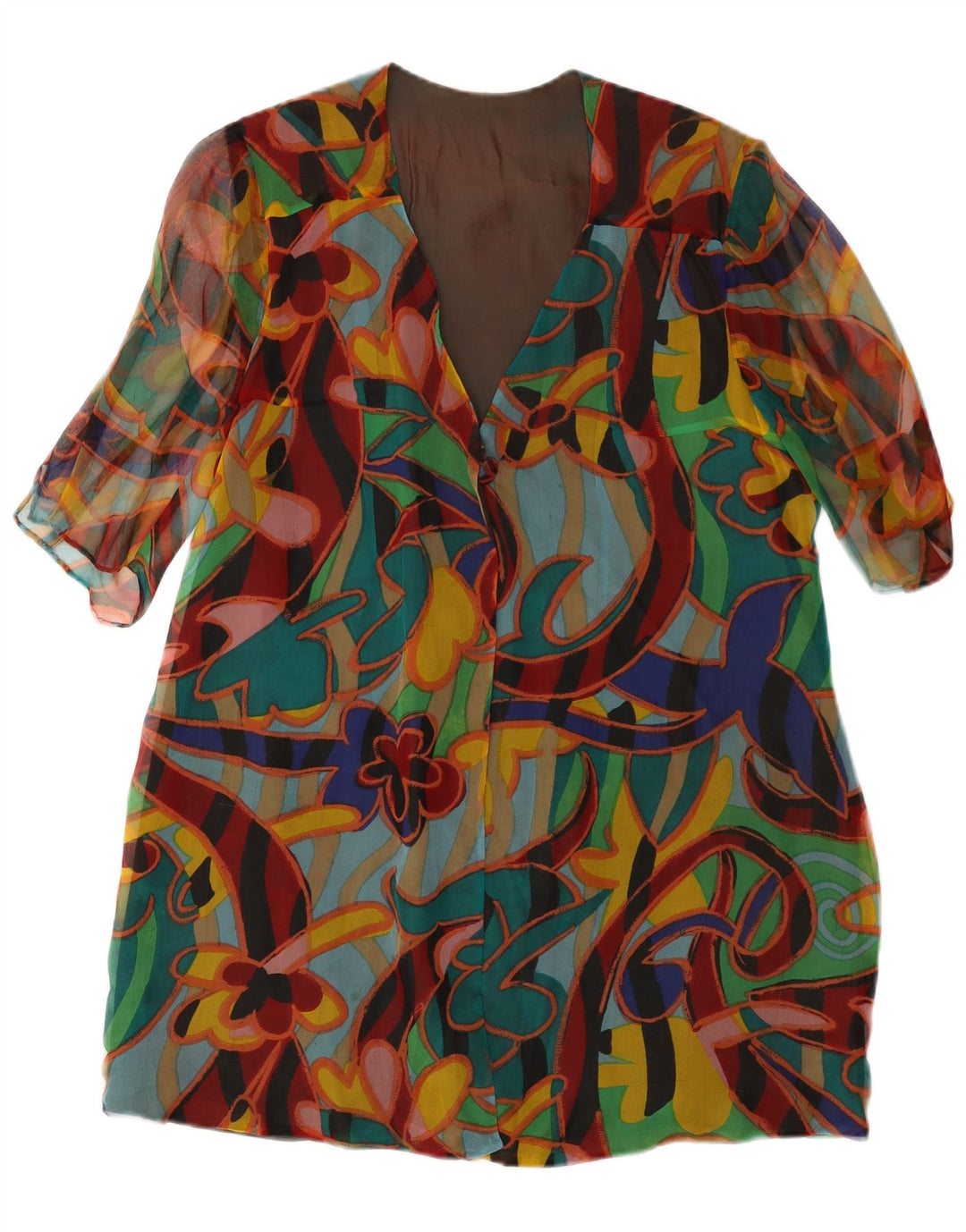 VINTAGE Womens Abstract Pattern Shift Dress UK 14 Medium Multicoloured