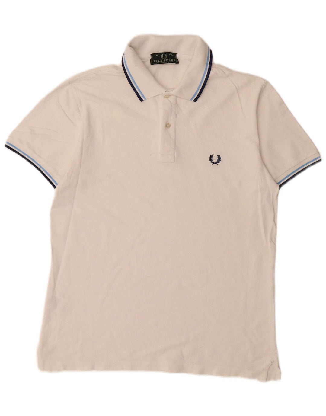 FRED PERRY Mens Polo Shirt Medium White Cotton