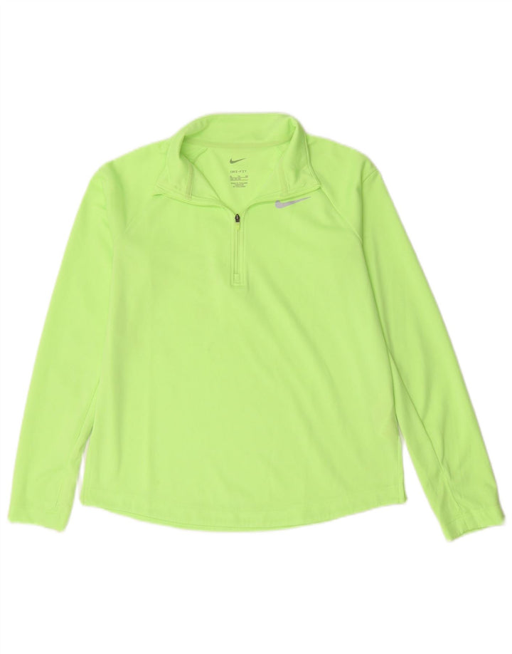 Nike Boys Dri Fit Zip Neck Pullover Tracksuit Top 13-14 Years Green
