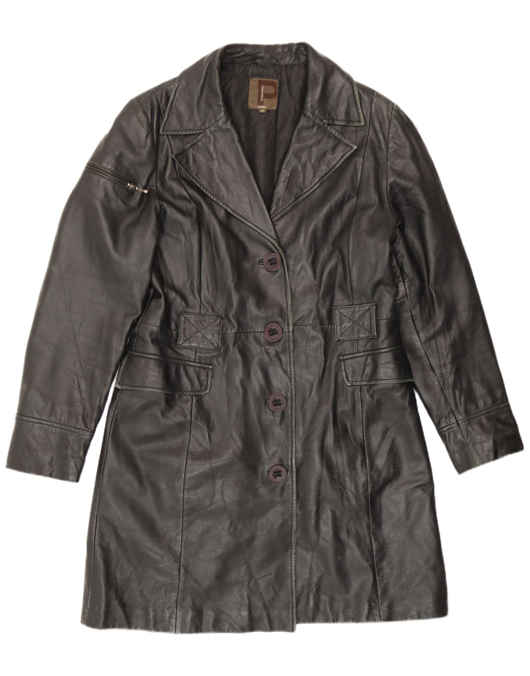 Conbipel Womens Leather Coat IT 48 XL Black Leather