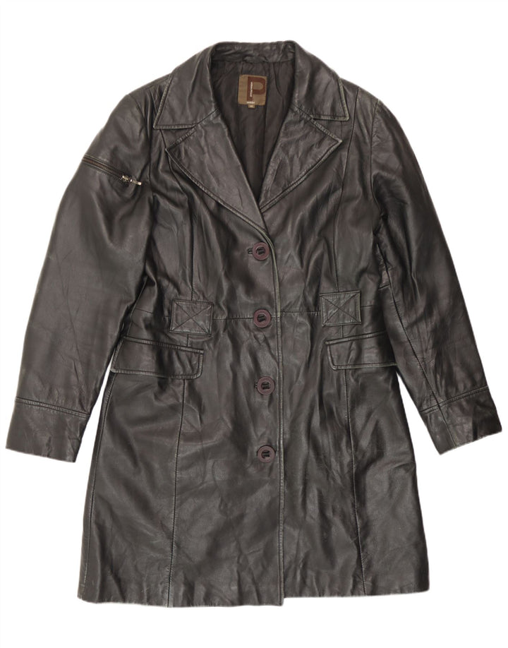 Conbipel Womens Leather Coat IT 48 XL Black Leather