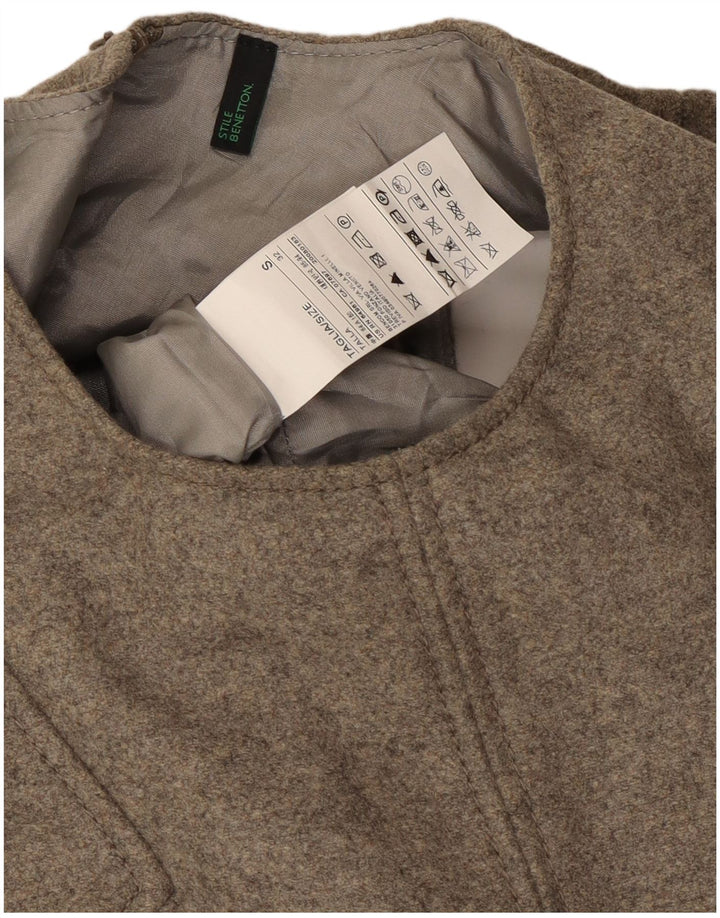 Benetton Womens Sleeveless Shift Dress UK 10 Small Grey Wool