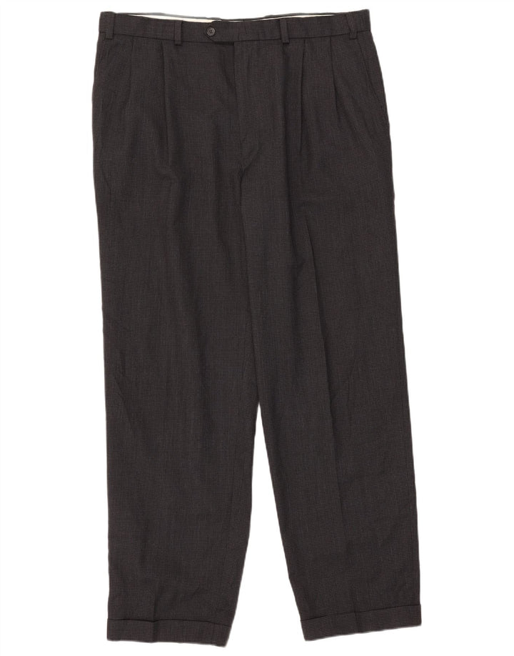 Marks & Spencer Mens Pegged Suit Trousers W38 L31 Grey Houndstooth