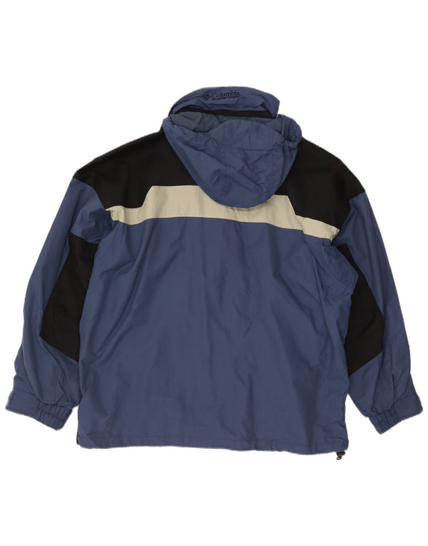 Champion Mens Hooded Windbreaker Jacket UK 40 Large Blue Colourblock Nylon